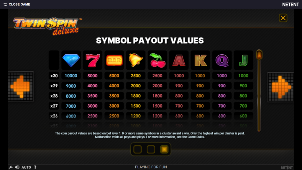 Twin Spin Deluxe Slot Simboli