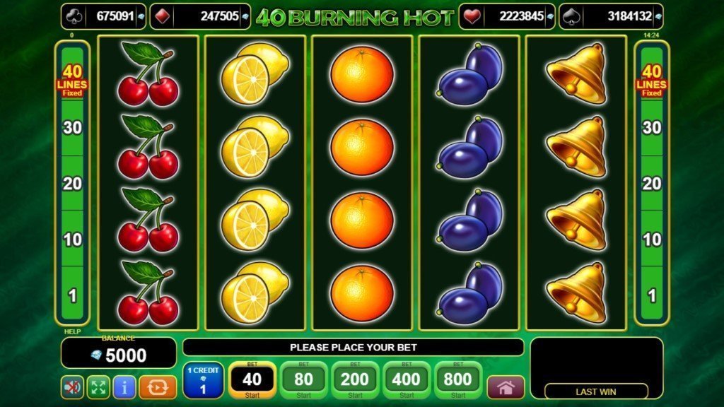 Slot machine 5 lines burning hot