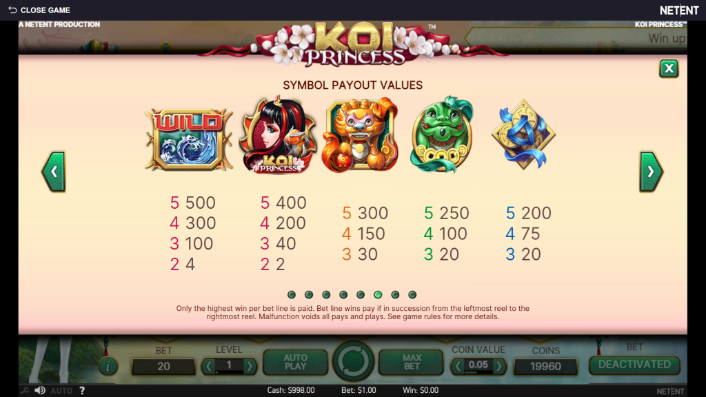 Koi Princess Slot Simboli 