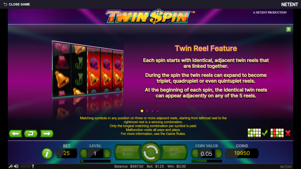 Twin Spin Slot Twin Reel Funkcija