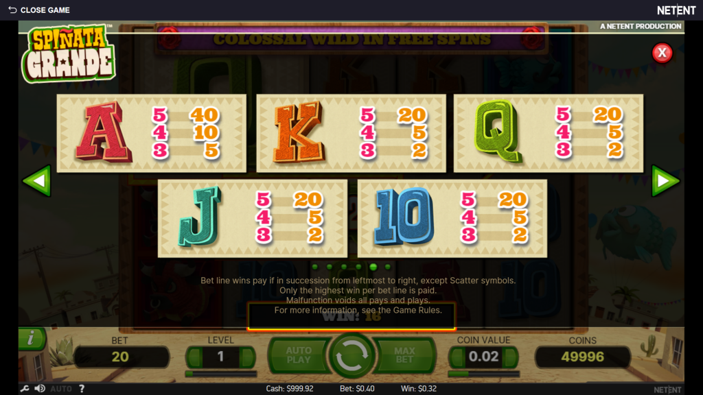 Spinata Grande SLot Standardni Simboli