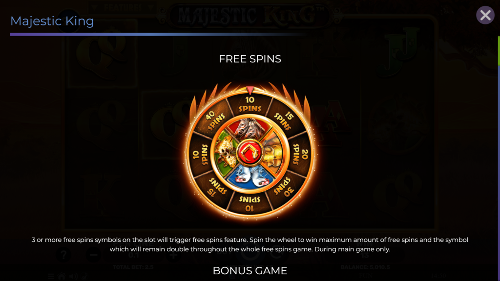 Majestic King Free Spins