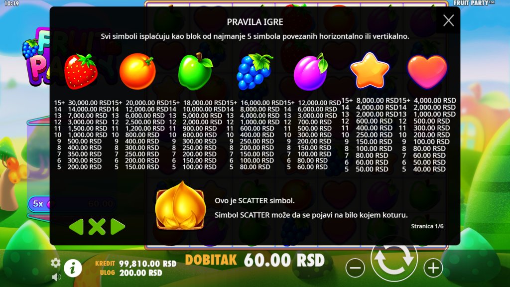 Fruit Party Slot Simboli 