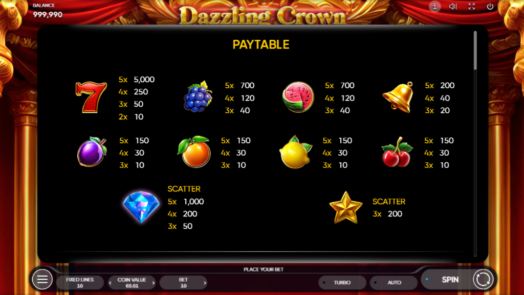 Dazzling Crown Slot Symbols