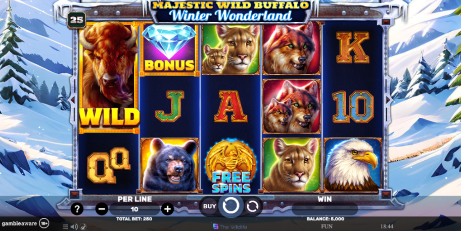 Majestic Wild Buffalo Winter Wonderland Slot